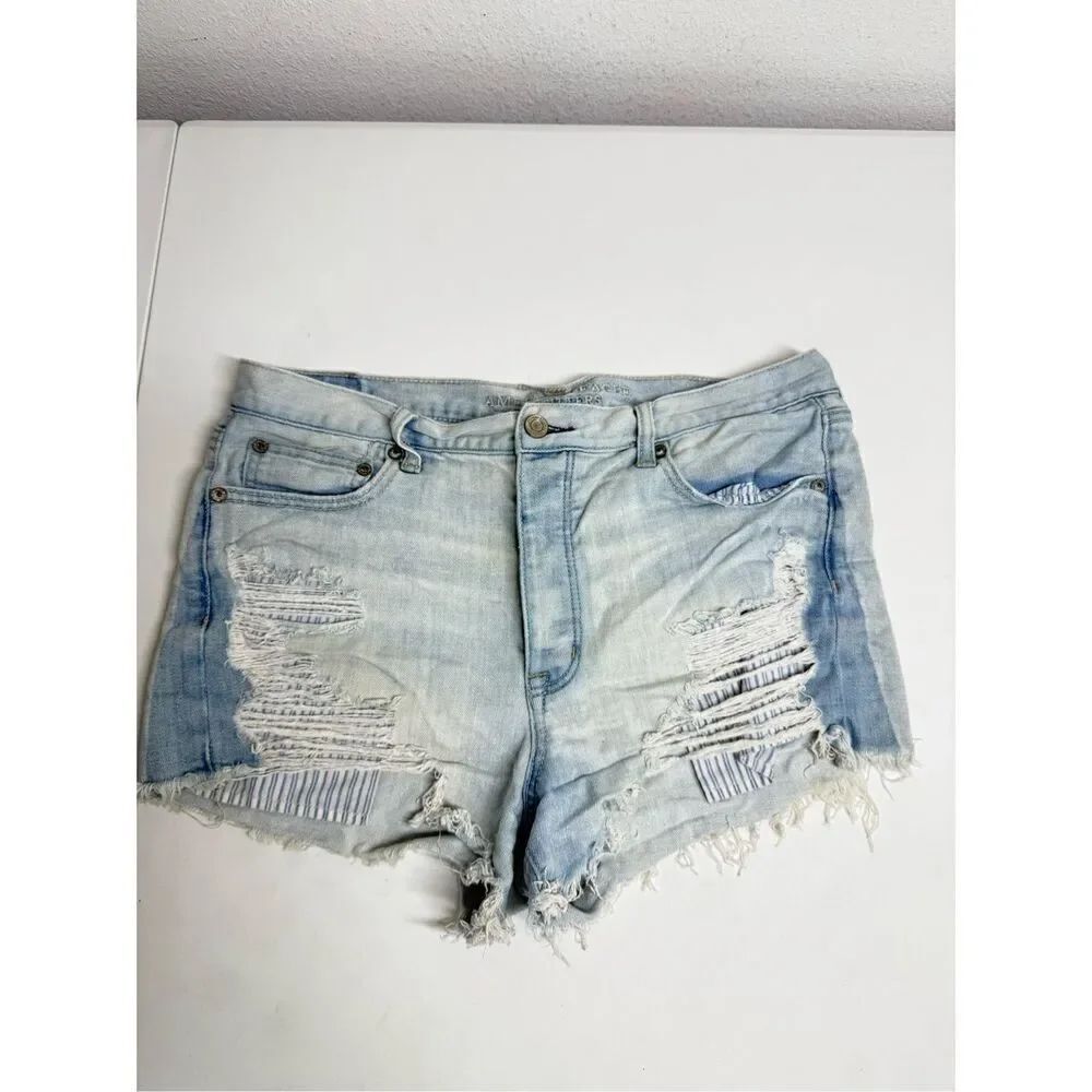 American Eagle Womens Shorts Vintage Wash Distressed HiRise Festival Cutoff Sz12